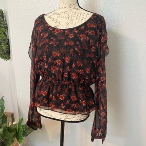 NWT Rachel Zoe ruffle 100% silk top size L